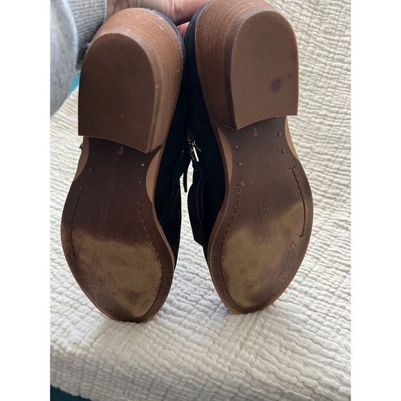 Sam Edelman Black Leather Zip Up Booties Wooden Heel Size 8 - Picture 6 of 6